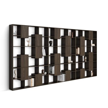 Iacopo XXL Bookcase with panel doors (236.4 x 482.4 cm), Dark Walnut