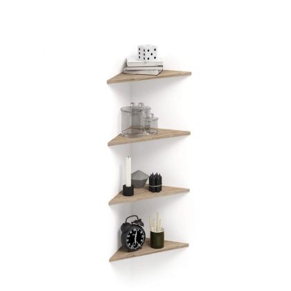 Set of 4 Corner Shelves, Easy, Oak