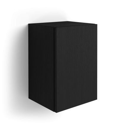 Estante de pared en forma de cubo con puerta Iacopo, color Madera negra