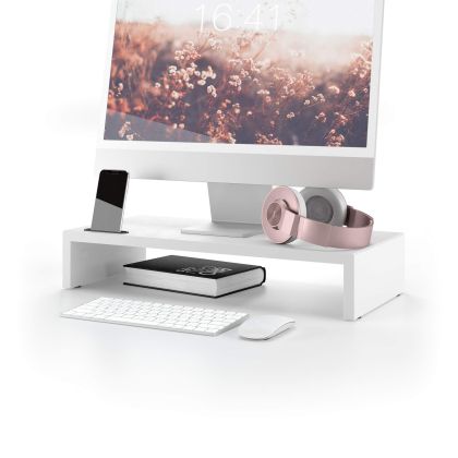 Suporte para monitor Riki de escritorio, h.10 cm, cor Cimento Branco