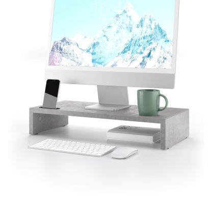 Suporte para monitor Riki de escritorio, h.10 cm, cor Cimento Cinza imagem principal