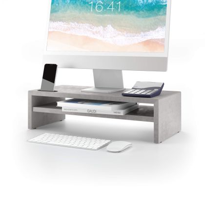 Supporto per monitor Riki da scrivania, h.15 cm, color Grigio Cemento