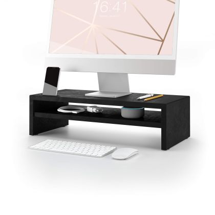 Riki Monitorständer für Schreibtisch, Höhe 15 cm, schwarzer Beton