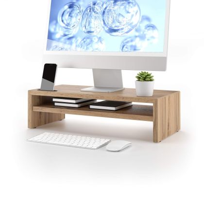 Riki Monitorständer für Schreibtisch, Höhe 15 cm, rustikale Eiche
