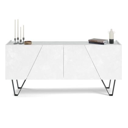 Emma 4-door Sideboard with black legs, Concrete Effect, White main image