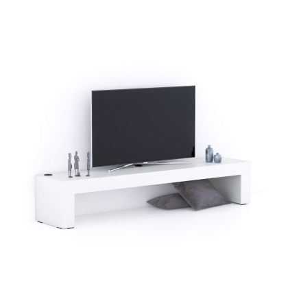 Evolution TV-Lowboard, 180 x 40 mit kabellosem Ladegerät, Esche, Weiß