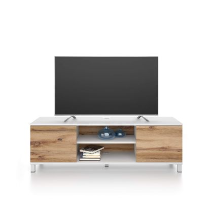 Mueble de TV Rachele, color Fresno blanco - Madera rústica imagen principal