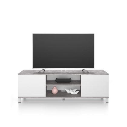 Rachele TV Stand, Concrete Effect, Grey and Ashwood White main image