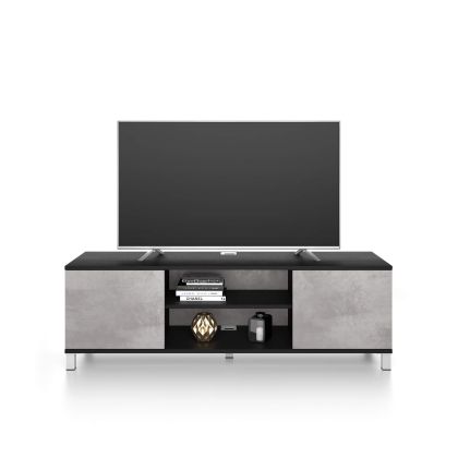 Mueble de TV Rachele, color Madera negra - Cemento gris