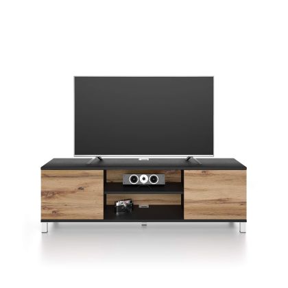 Mueble de TV Rachele, color Madera negra - Madera rústica