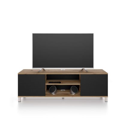 Mueble de TV Rachele, color Madera rústica - Madera negra