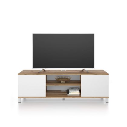 Mueble de TV Rachele, color Madera rústica - Fresno blanco