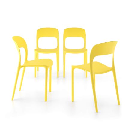 Amanda stoelen, set van 4, Geel hoofdafbeelding