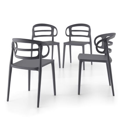 Carlotta chairs, Set of 4, Grey
