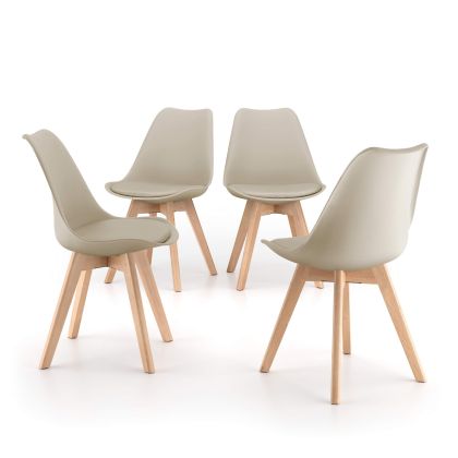 Greta Nordic Style Chairs, Set of 4, Beige