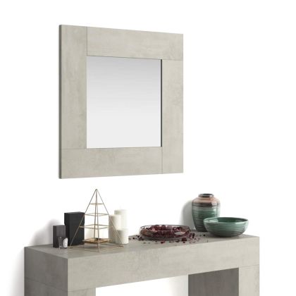 Evolution Square Wall Mirror, Concrete Grey