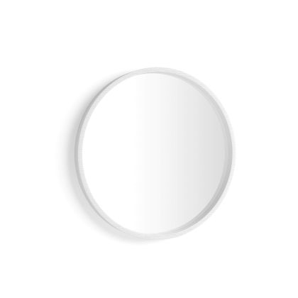 Olivia runder Spiegel, 64 cm Durchmesser, Esche, Weiß