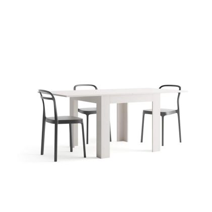 Square extendable dining table, Eldorado, White Ash