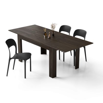 Easy Extendable Dining Table, Dark Walnut