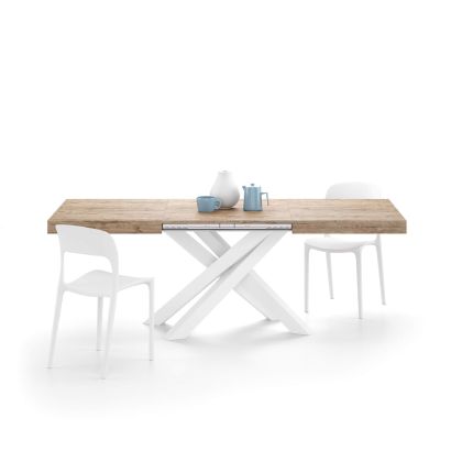 Emma 140 Extendable Table, Oak with White Crossed Legs main image
