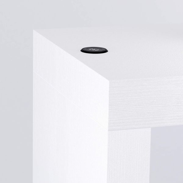 Table Haute Evolution 180x60, Frêne Blanc avec 2 pieds et Chargeur sans fil image détaillée 1