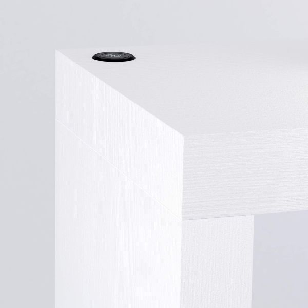 Evolution Hohe Tisch mit kabellosem Ladegerät 120x40, Esche, Weiß Detailbild 1