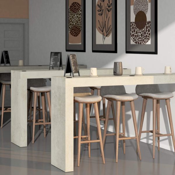 Evolution Küchenhalbinsel mit kabellosem Ladegerät 180 x 40, Esche, Weiß Umgebungsbild 1