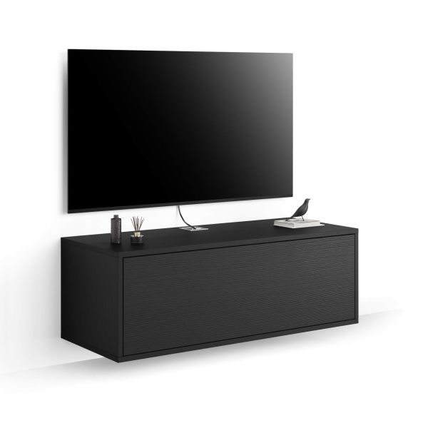 Móvel de TV suspenso Iacopo com gaveta, freixo preto imagem principal