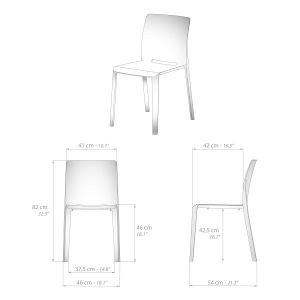 Emma stoelen, set van 4, mosterdgeel technische afbeelding 1