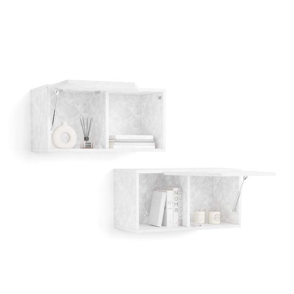 Paar Hängeschränke Emma 70 mit Hebetüre, Weißer Beton Detailbild 1