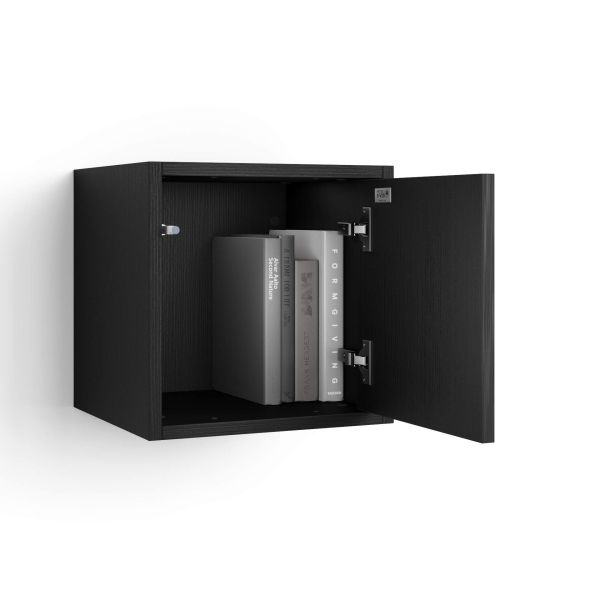 Unidad de pared Iacopo 36 con puerta abatible, color madera negra imagen detalles 1