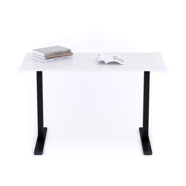 Clara Fixed Height Desk 120x60 Concrete Effect, White with Black Legs detail image 1