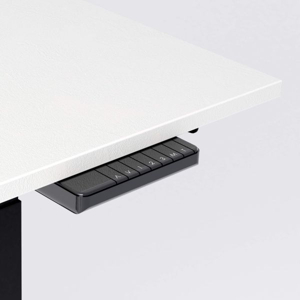 Clara Electric Standing Desk 120x60 Concrete Effect, White with Black Legs detail image 2