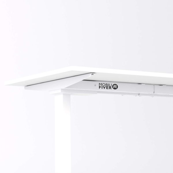Clara Fixed Height Desk 120x60 Concrete Effect, White with White Legs detail image 2