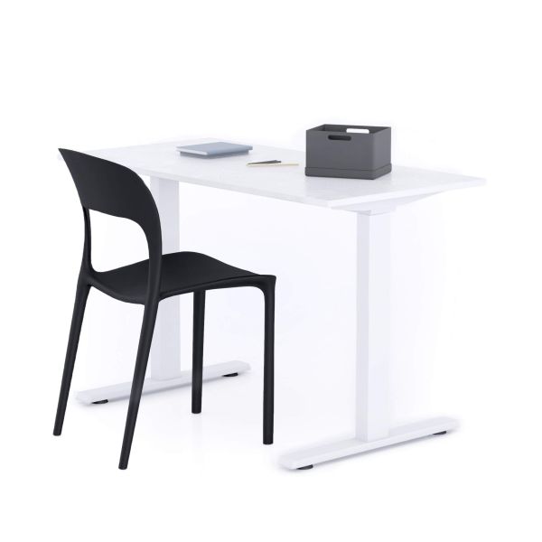 Clara Fixed Height Desk 120x60 Concrete Effect, White with White Legs main image