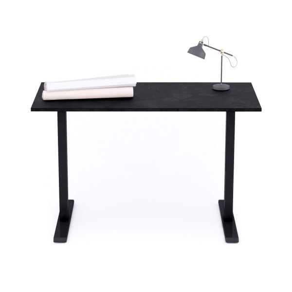 Clara Fixed Height Desk 120x60 Concrete Effect, Black with Black Legs detail image 1