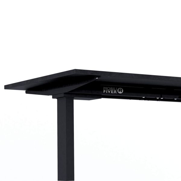 Clara Fixed Height Desk 140x80 Concrete Effect, Black with Black Legs detail image 2