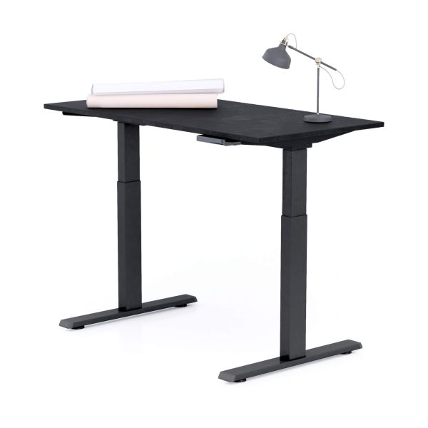 Clara Electric Standing Desk 120x60 Concrete Effect, Black with Black Legs detail image 1