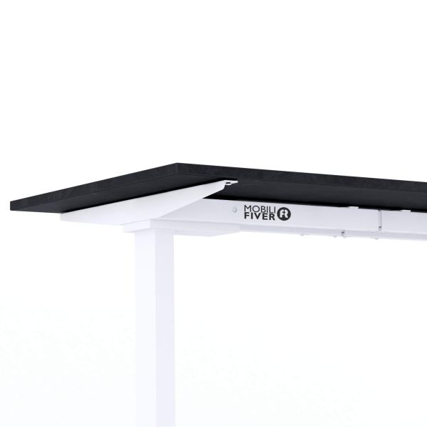 Clara Fixed Height Desk 160x60 Concrete Effect, Black with White Legs detail image 2