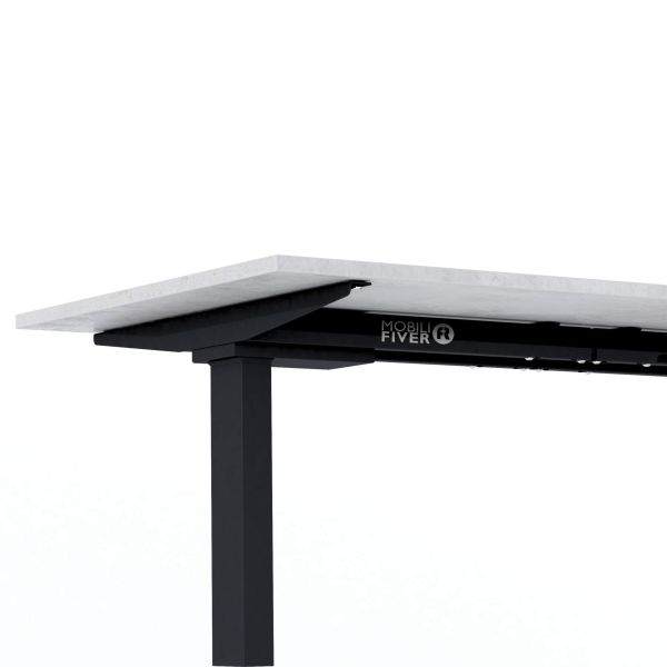 Clara Fixed Height Desk 140x60 Concrete Effect, Grey with Black Legs detail image 2