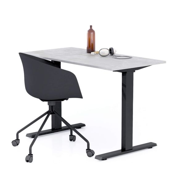 Clara Fixed Height Desk 120x60 Concrete Effect, Grey with Black Legs main image