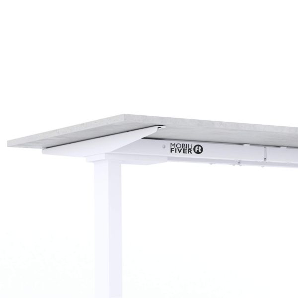 Clara Fixed Height Desk 140x80 Concrete Effect, Grey with White Legs detail image 2