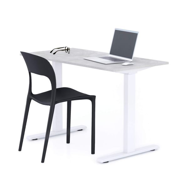 Clara Fixed Height Desk 120x60 Concrete Effect, Grey with White Legs main image