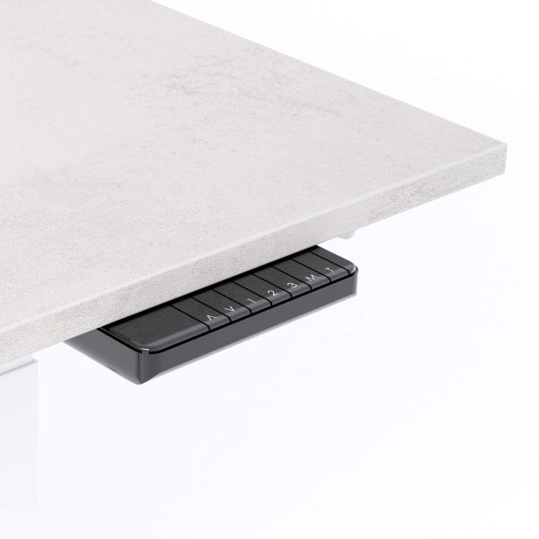 Clara Electric Standing Desk 120x60 Concrete Effect, Grey with White Legs detail image 2