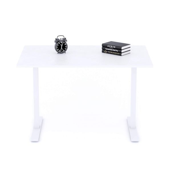 Clara Fixed Height Desk 120x80 Concrete Effect, White with White Legs detail image 1