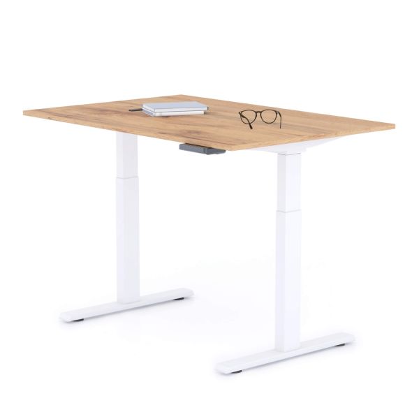 Clara Electric Standing Desk 120x80 Rustic Oak with White Legs detail image 1