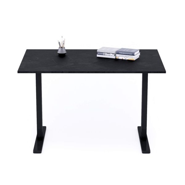 Clara Fixed Height Desk 120x80 Concrete Effect, Black with Black Legs detail image 1
