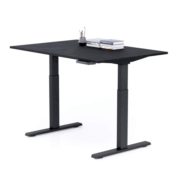 Clara Electric Standing Desk 120x80 Concrete Effect, Black with Black Legs detail image 1