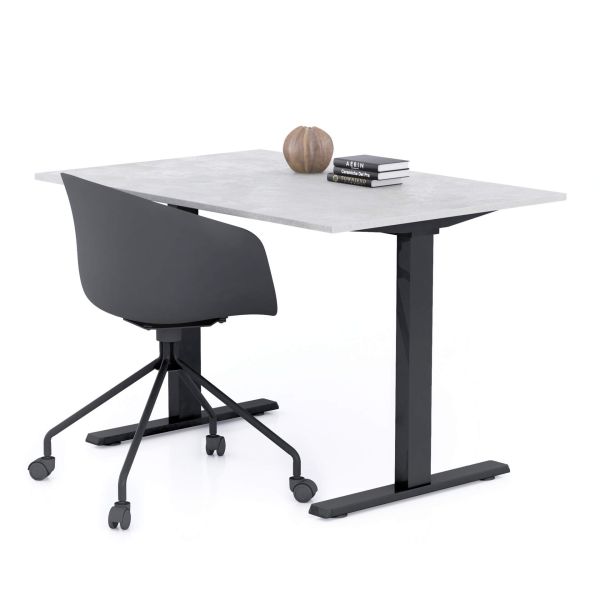 Clara Fixed Height Desk 120x80 Concrete Effect, Grey with Black Legs main image