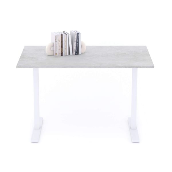 Clara Fixed Height Desk 120x80 Concrete Effect, Grey with White Legs detail image 1